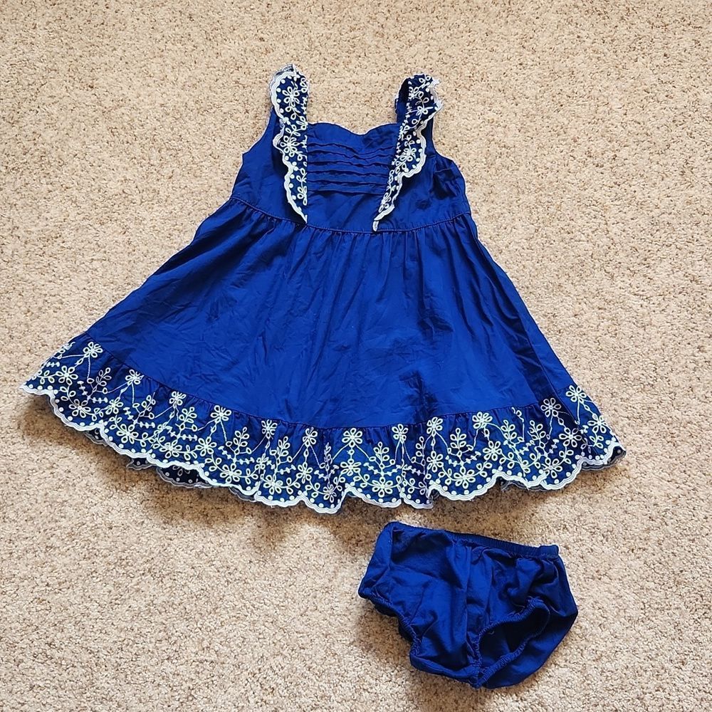 Gymboree Toddler Girl Deep Blue Eyelet Dress